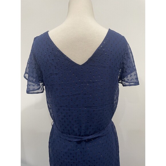 Kiabi‎ Dress Size 4 Color Navy Sparkle Flounce Knee Length Italy Tie Waist - Picture 7 of 8